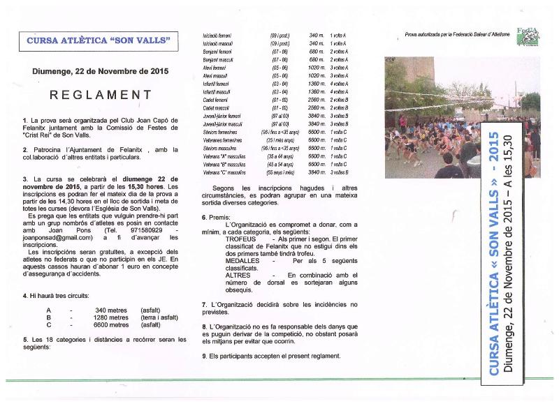 Reglament cursa atlètica Son Valls 2015 - copia